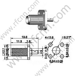 SMA נקבה Crimp אוגן עבור RG178 מחבר RF