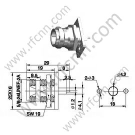 N נקבה bulkhead microtrip אוגן מחבר RF