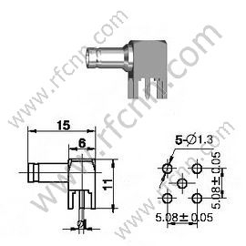 1.0 / 2.3 זווית נכונה עבור מחבר RF PCB