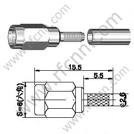 SSMA זכר Crimp עבור RG174 מחבר RF