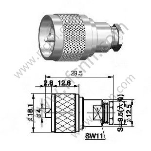 UHF זכר Clamp עבור RG58 מחבר RF